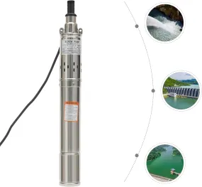 1 HP 115V Deep Well Submersible Pump, 60HZ 0.75KW Stainless Steel Deep Well Water Pump for Irrigation, Home, Industrial, 15m/49.21ft Cable Wire