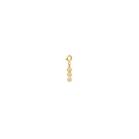 14k 3 vertical white diamond charm pendant with spring ring