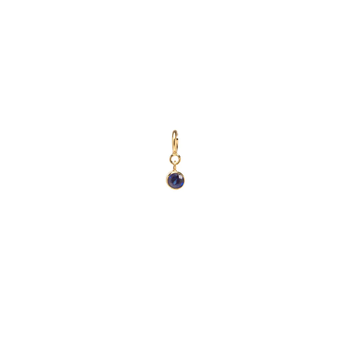 14k blue sapphire charm pendant with spring ring