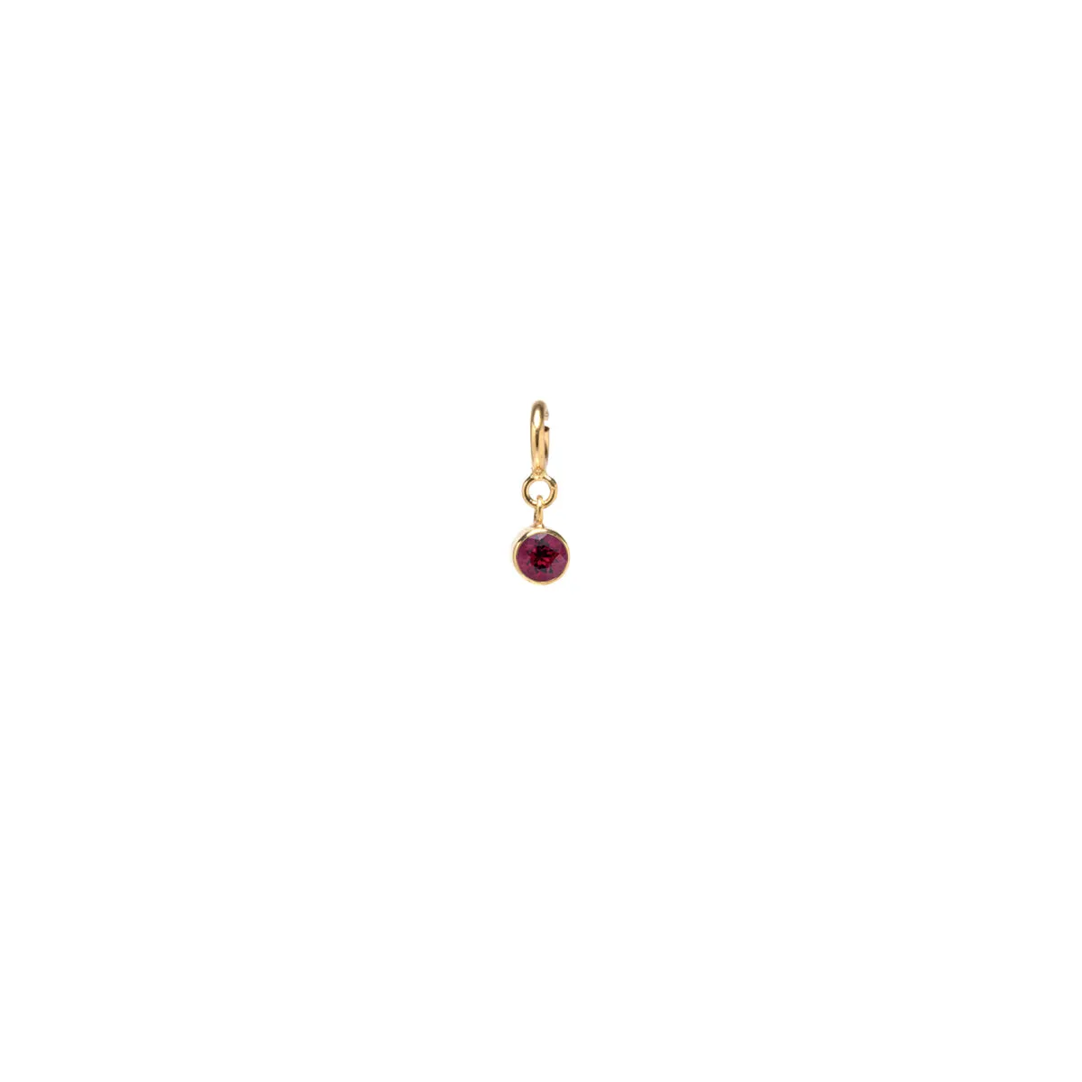 14k garnet charm pendant with spring ring