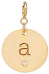 14k Initial & Diamond Medium Disc Charm on Spring Ring