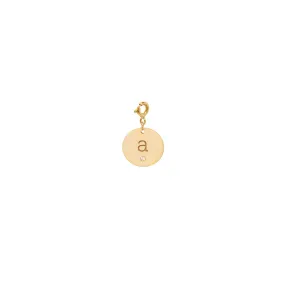 14k Initial & Diamond Medium Disc Charm on Spring Ring