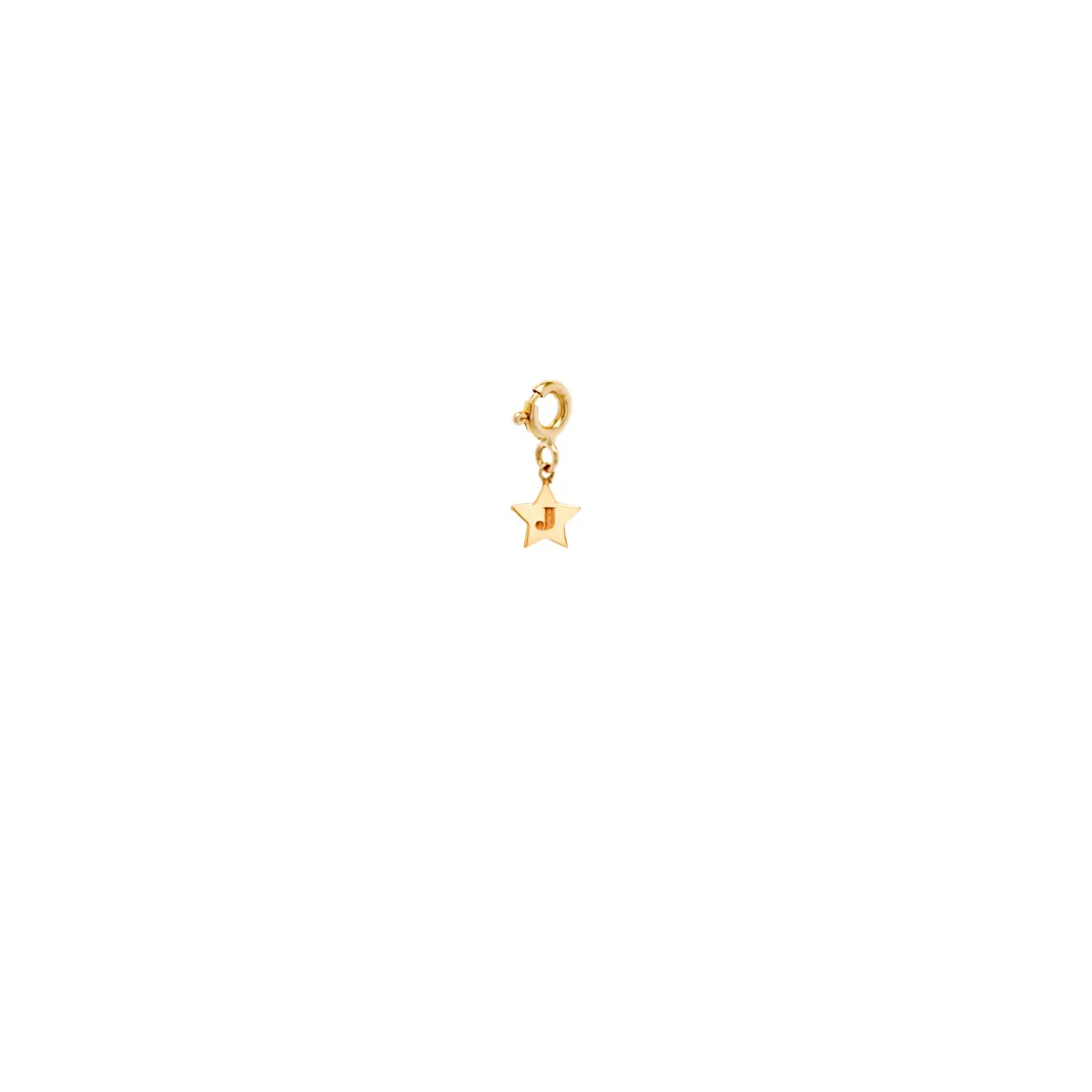 14k Initial Star Charm on Spring Ring