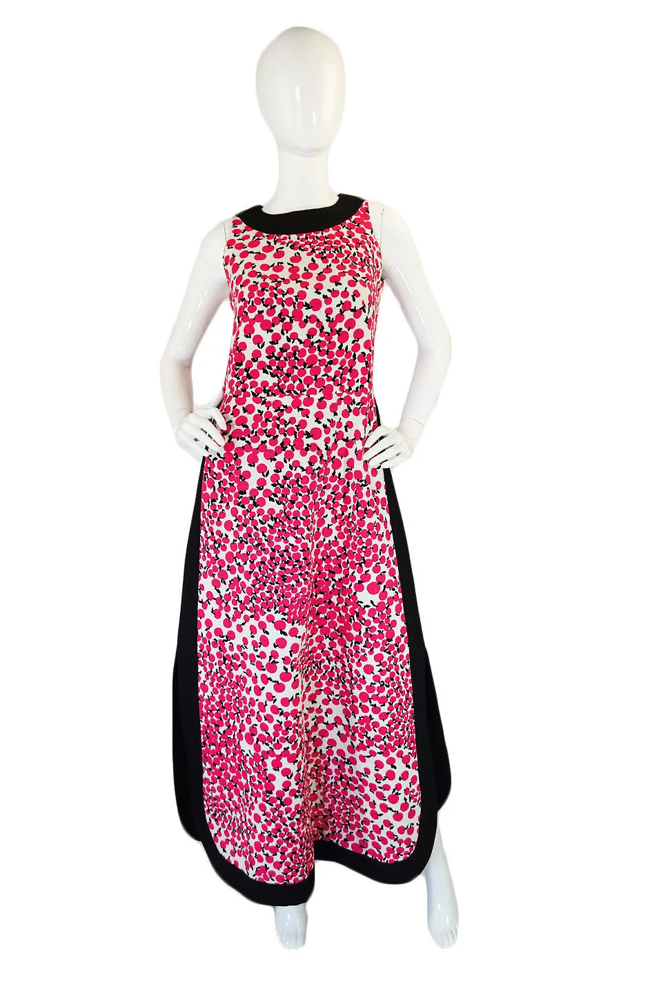 1960s Apple Printed Mod Maxi Dress