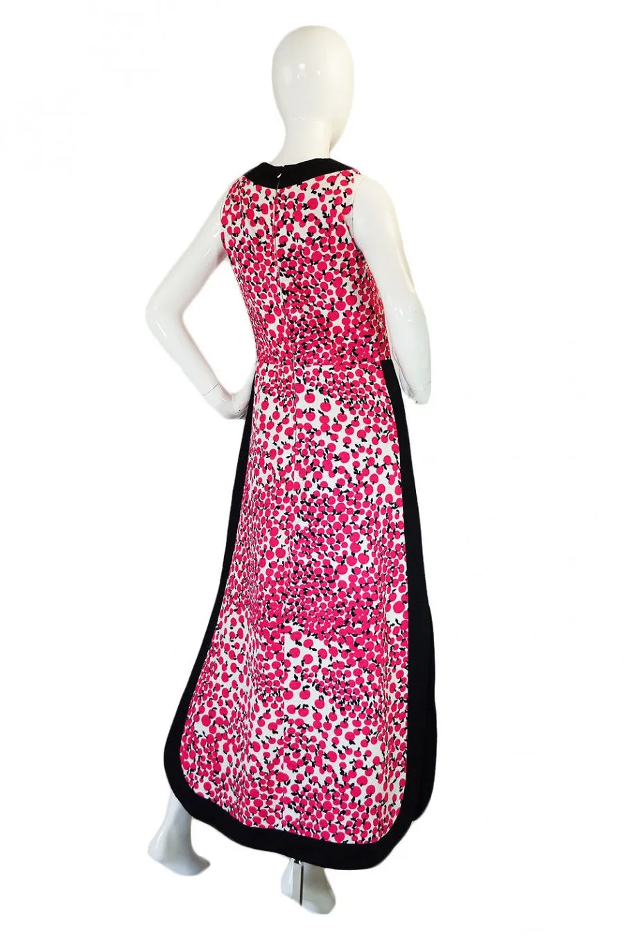 1960s Apple Printed Mod Maxi Dress