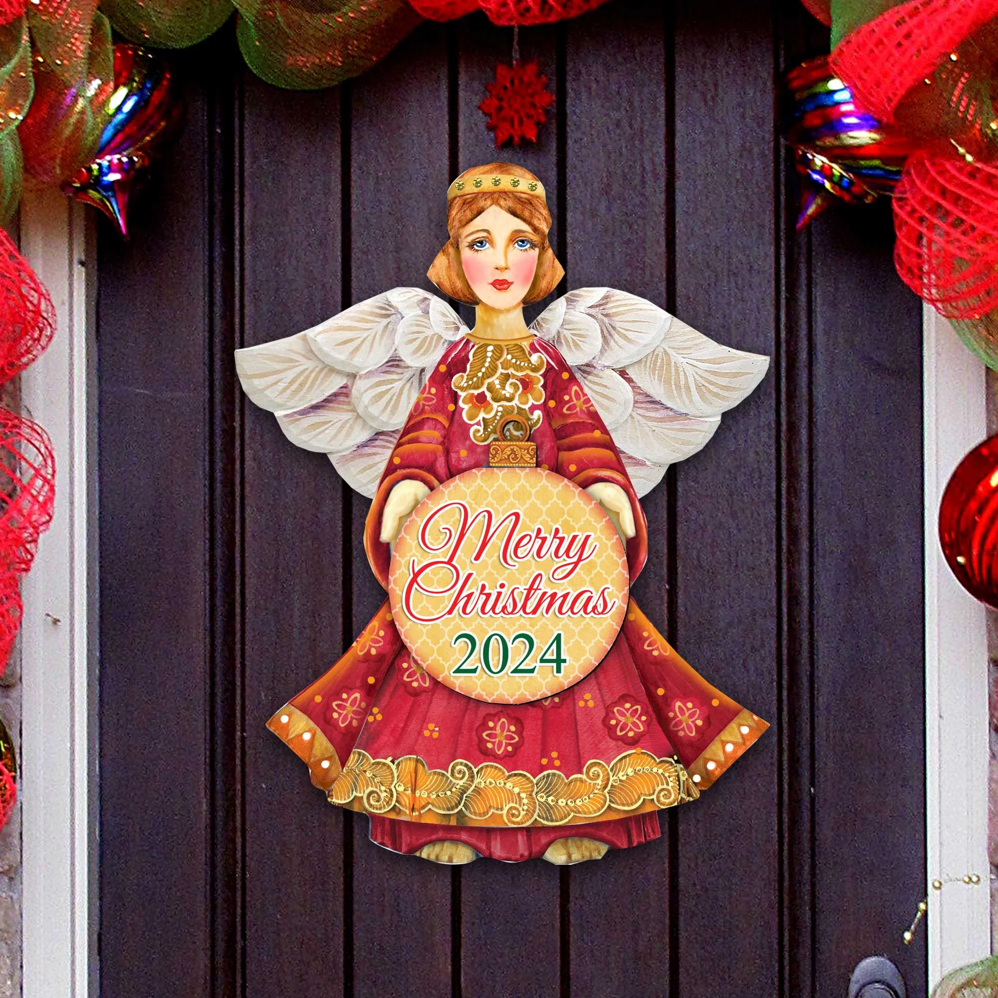 2024 Dated Merry Christmas Holiday Door Decor by G DeBrekht - Christmas Decor - 8152722-4H-D24