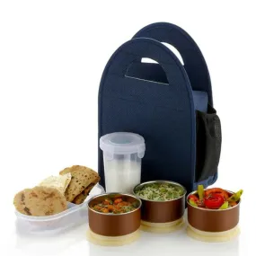 4-Piece Stainless Steel Lunch Box Set with Airtight Lid (Black)