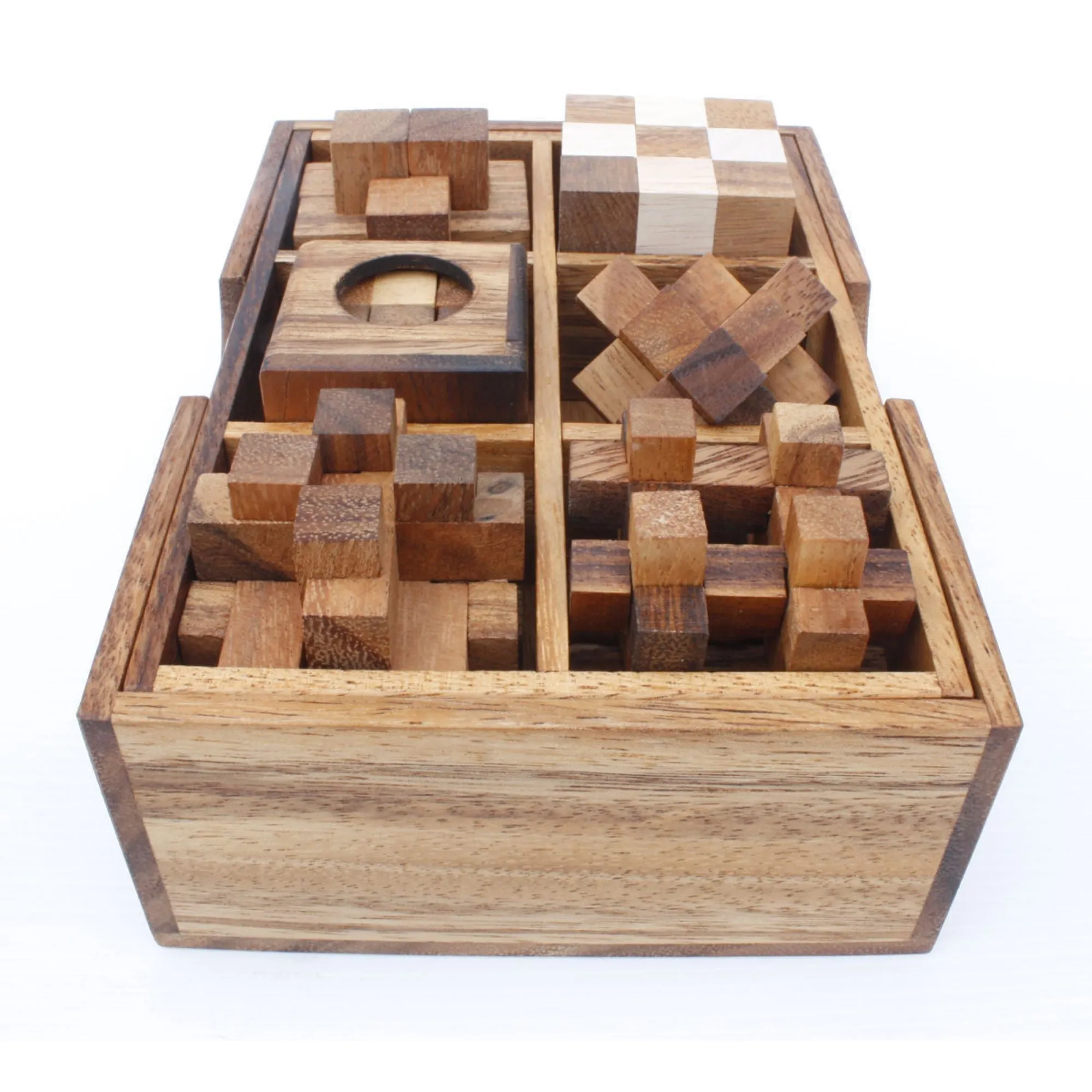 6 unique hand made wooden brainteaser Puzzles in beautiful Gift Box -for kids or adults_-Sold out Model 6266