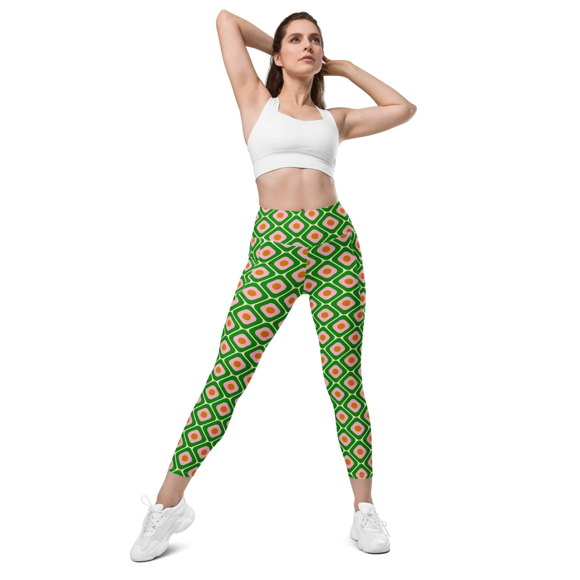 70s Retro Pattern Leggings With Pockets