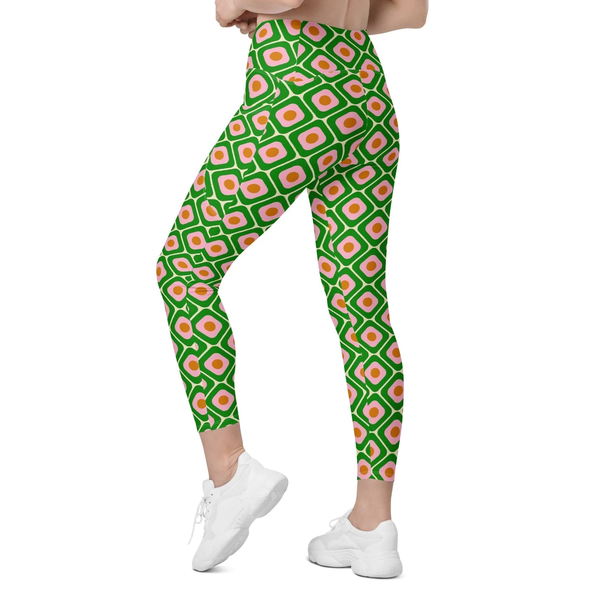 70s Retro Pattern Leggings With Pockets