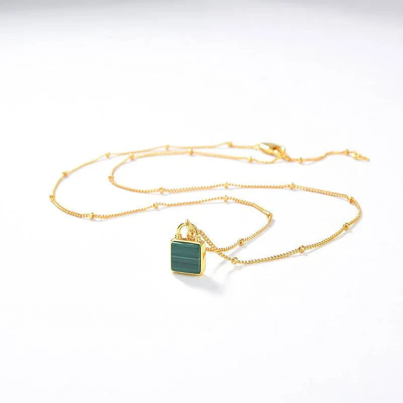 ALICE Malachite Square Pendant Necklace