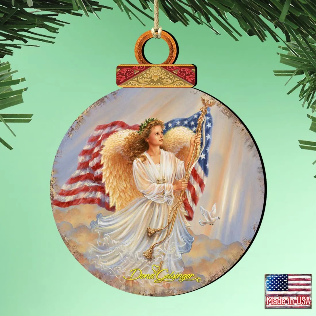 American Angel Wooden Ornaments by Gelsinger - Nativity Holiday Decor - 8021021-0107