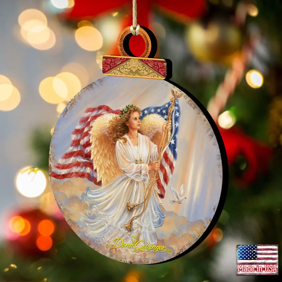 American Angel Wooden Ornaments by Gelsinger - Nativity Holiday Decor - 8021021-0107