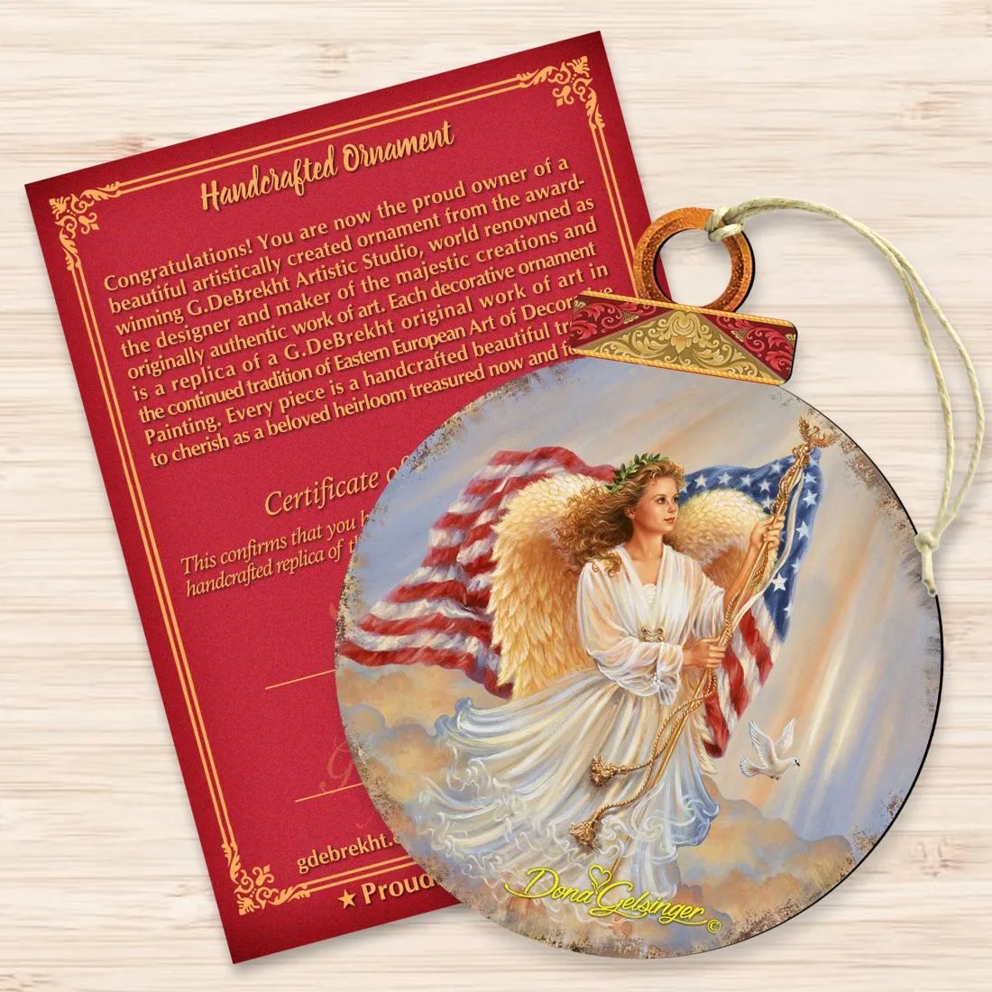 American Angel Wooden Ornaments by Gelsinger - Nativity Holiday Decor - 8021021-0107