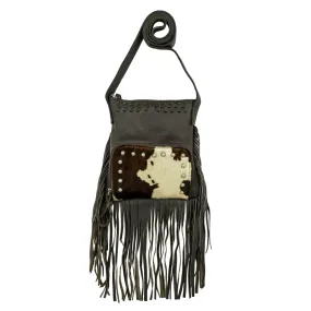 American West Womens Fringed Cowgirl 8in Pony Hair-On Leather Crossbody Bag