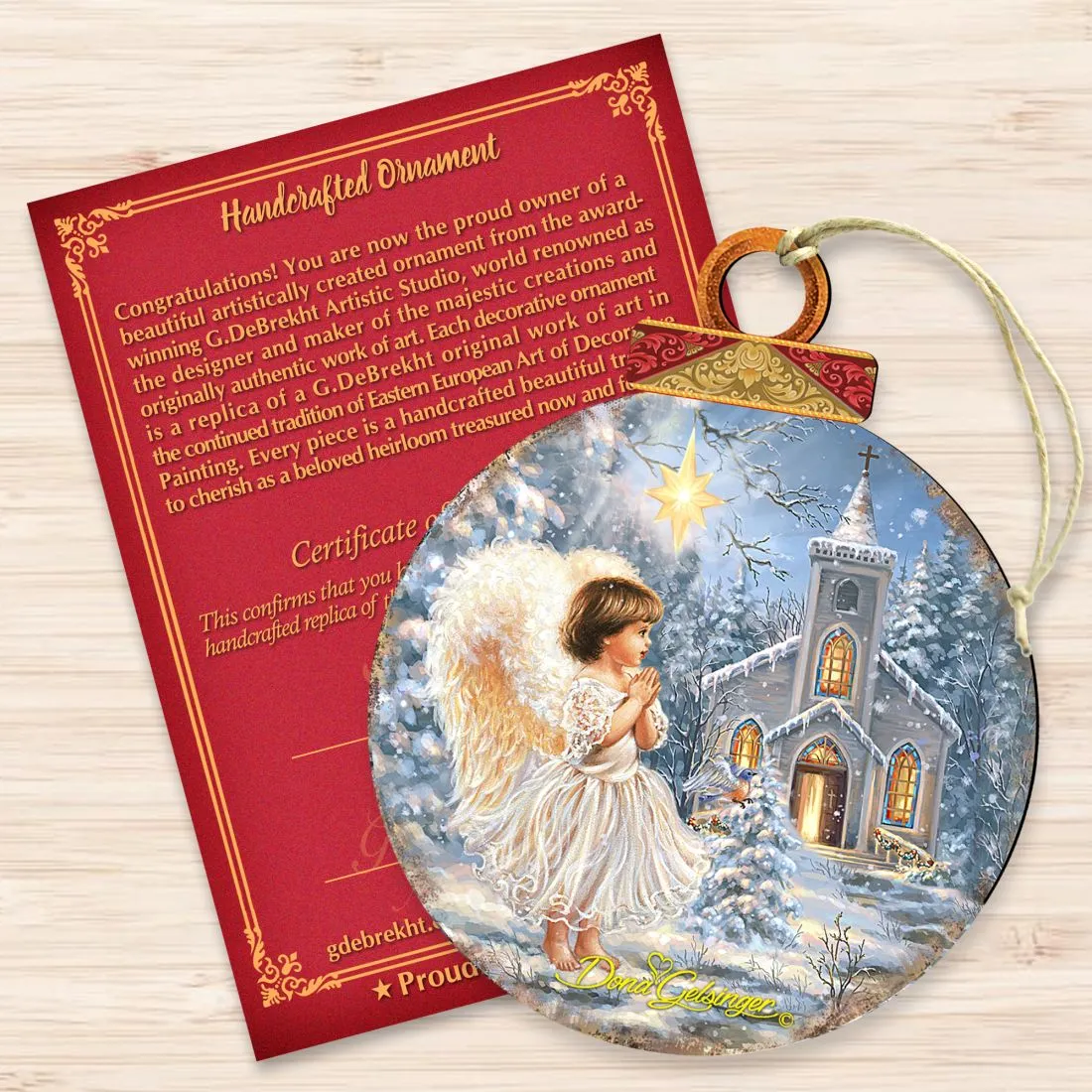 Angel at the Chapel Wooden Ornaments by Gelsinger - Nativity Holiday Decor - 8021121-1606