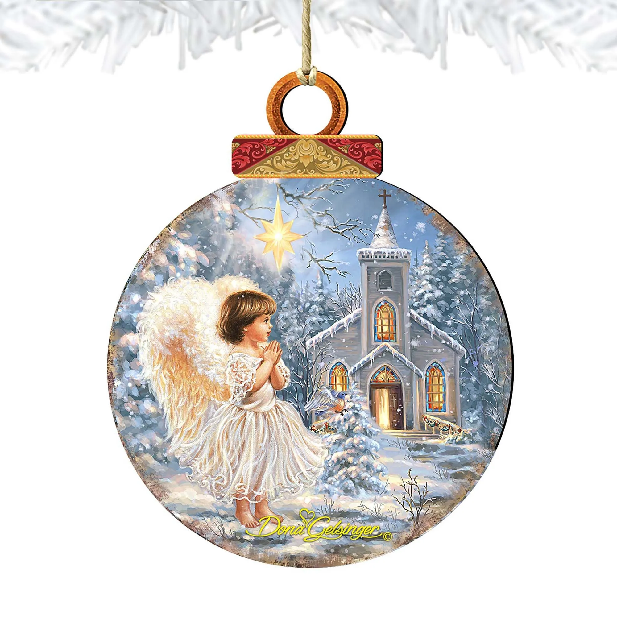 Angel at the Chapel Wooden Ornaments by Gelsinger - Nativity Holiday Decor - 8021121-1606