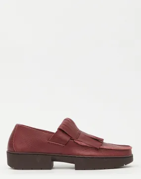 Berry Leather Fringed Tiger Loafers