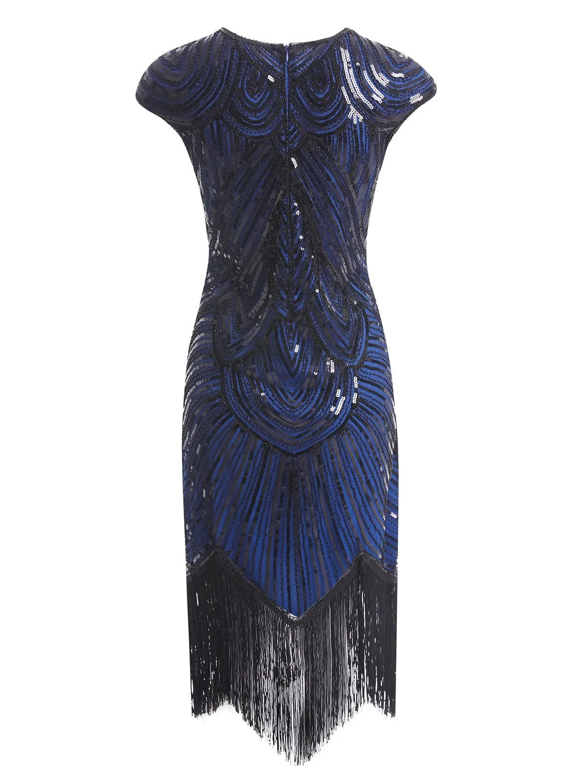 Blue 1920s Sequin Beaded Fringed Dress