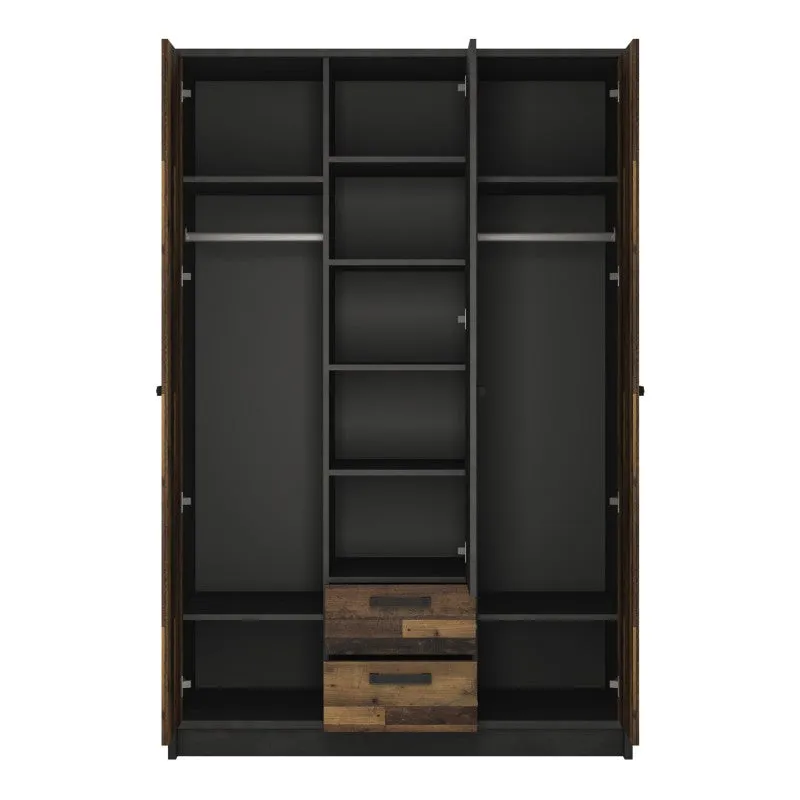 Brooklyn Walnut 3 Doors & 2 Drawers Wardrobe