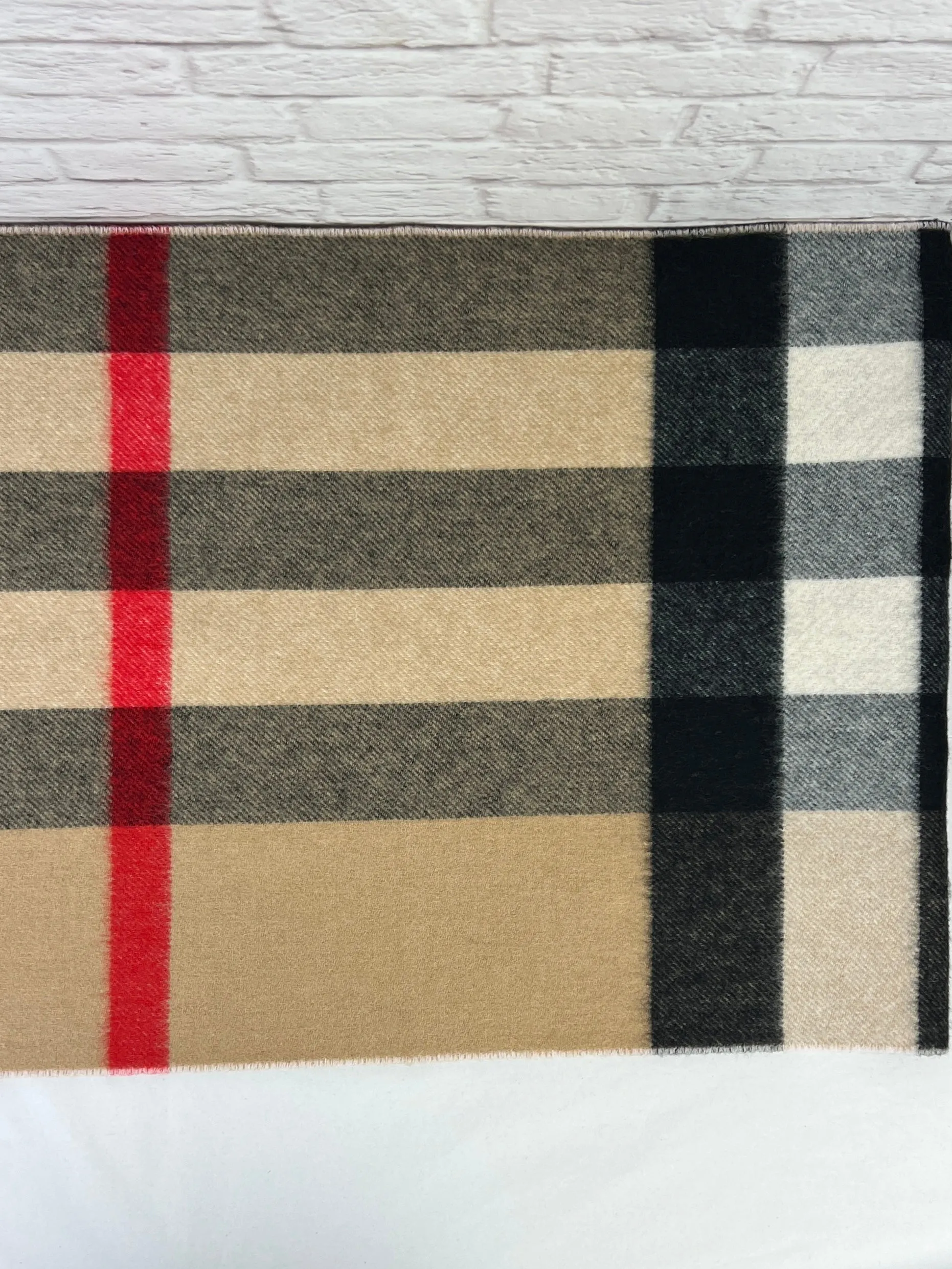 Burberry reversible Check and Monogram Cashmere Shawl, Neutrals