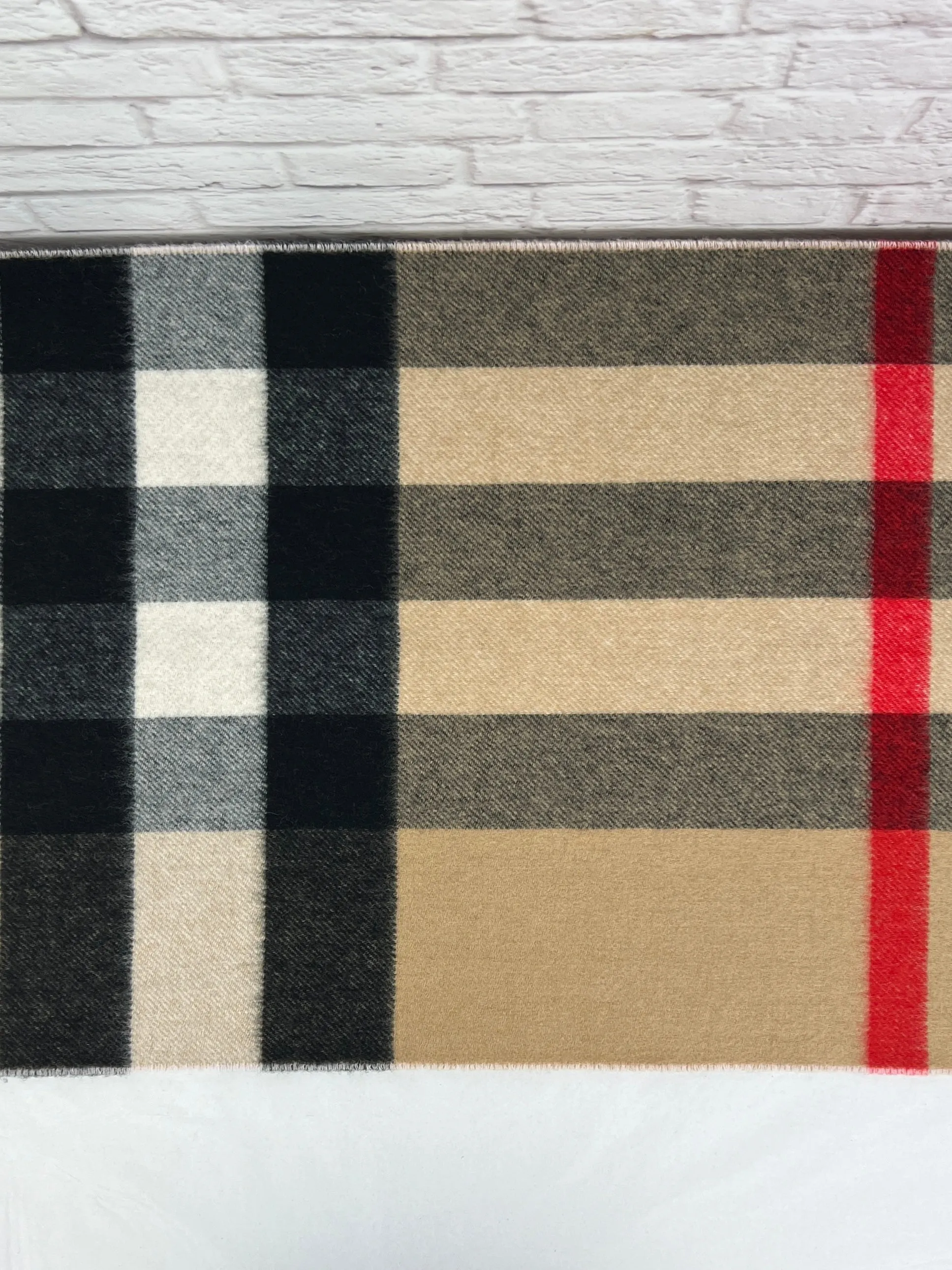 Burberry reversible Check and Monogram Cashmere Shawl, Neutrals