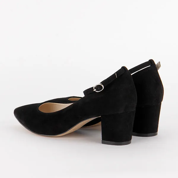 *COURTNEY strap - black suede, 5cm size UK 2