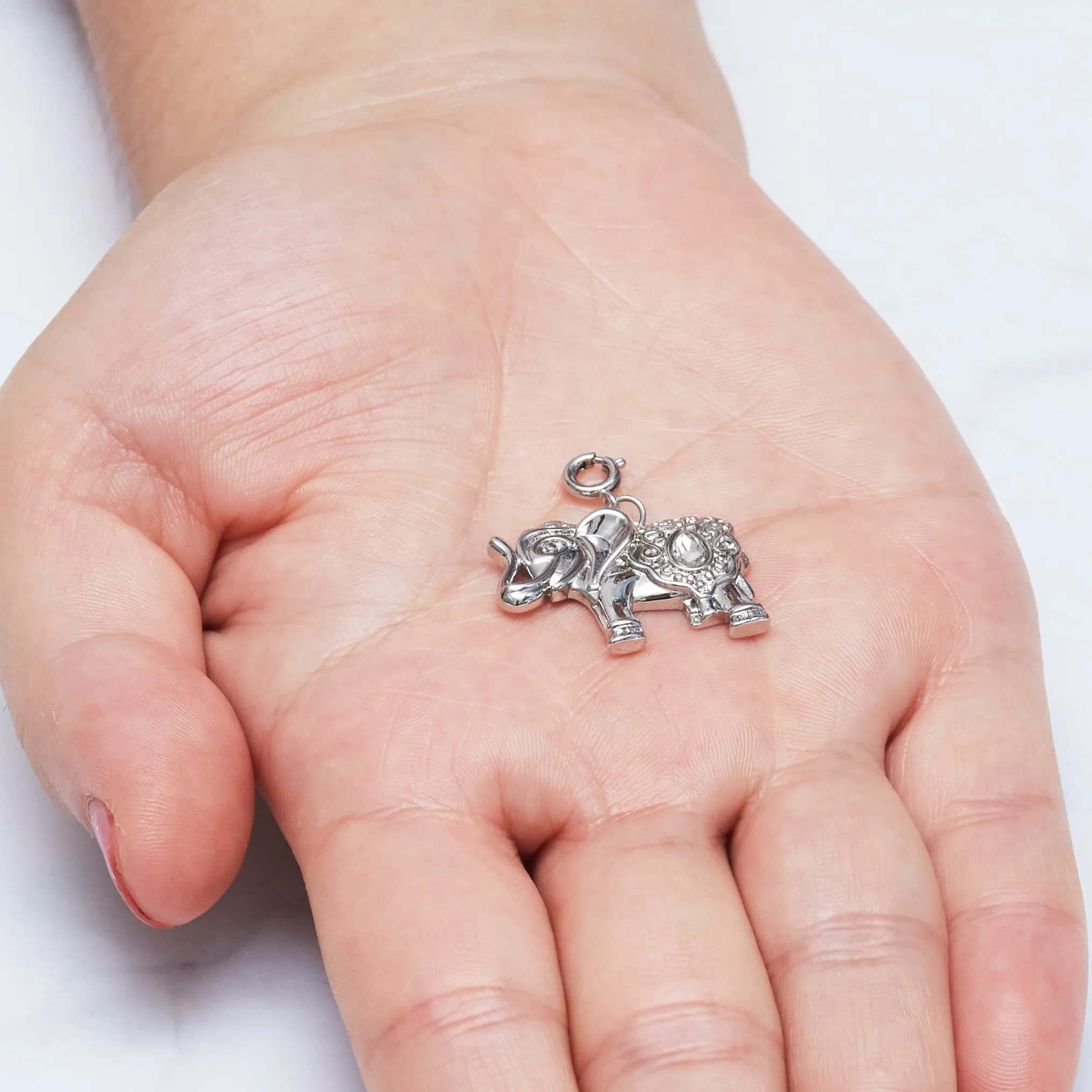 Elephant Charm Created with Zircondia® Crystals