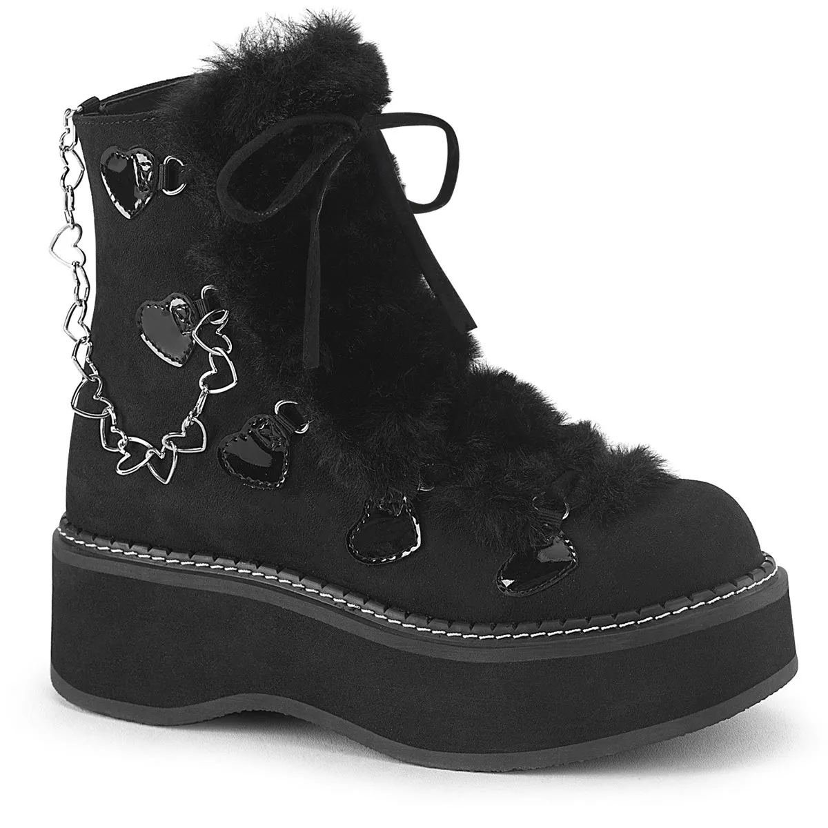 EMILY-55 Demonia Shoes Heart Chain Gothic Bootie