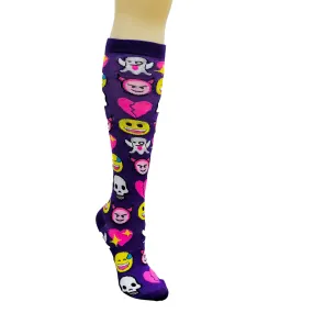 Fun Purple Emoji Pattern Socks  from the Sock Panda (Knee High)