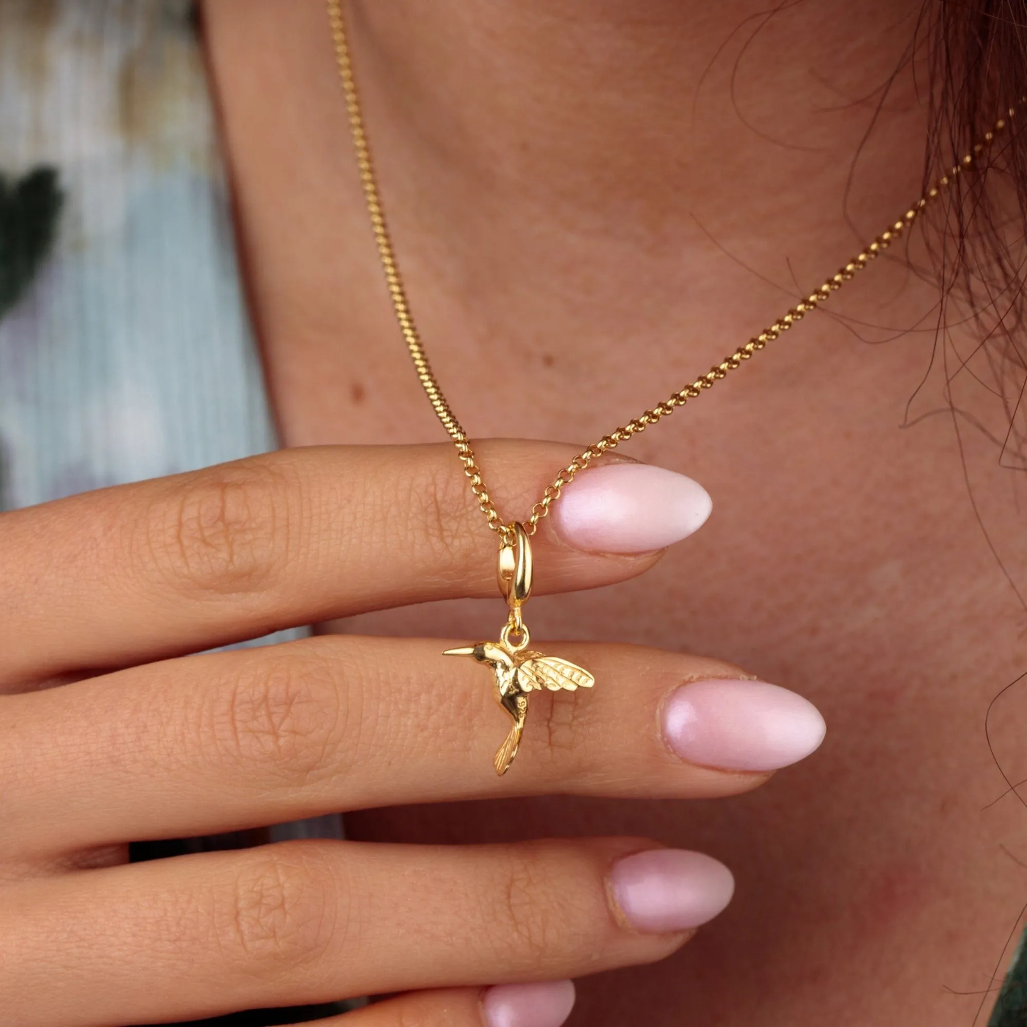 Gold Plated Hummingbird Charm