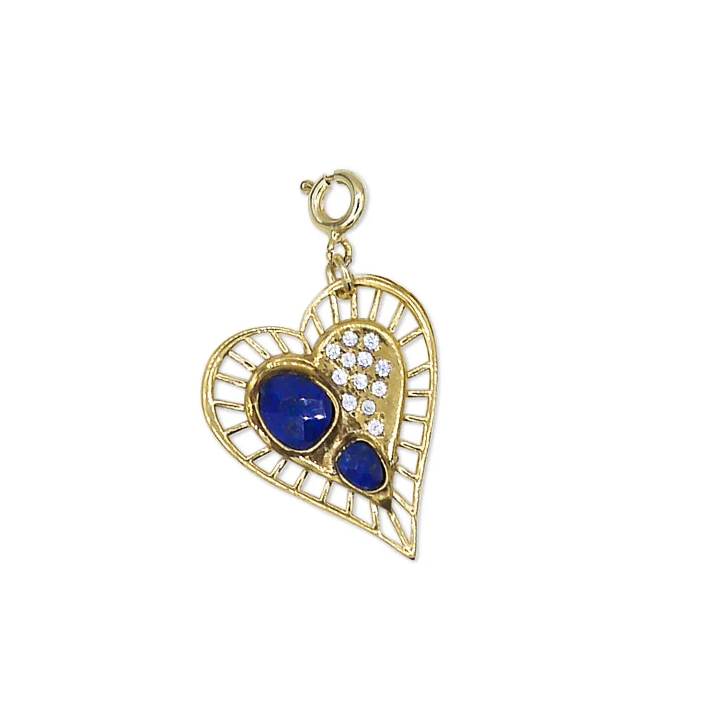 Heart with Lapis Stones Charm