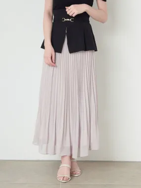 High-Waisted Belted Pleated Maxi Skirt