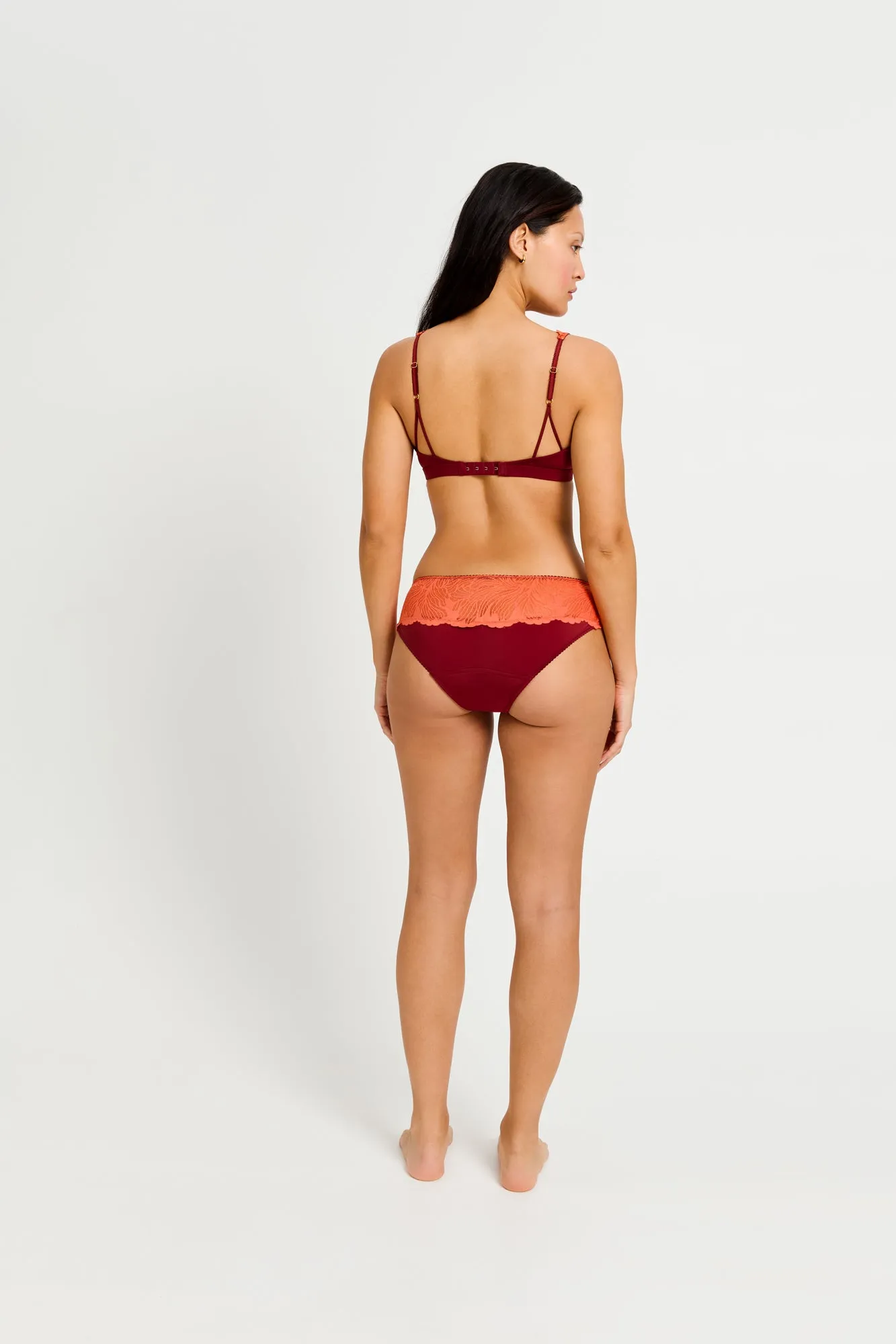 Ines Midi Brief Moderate-Heavy Bordeaux Red