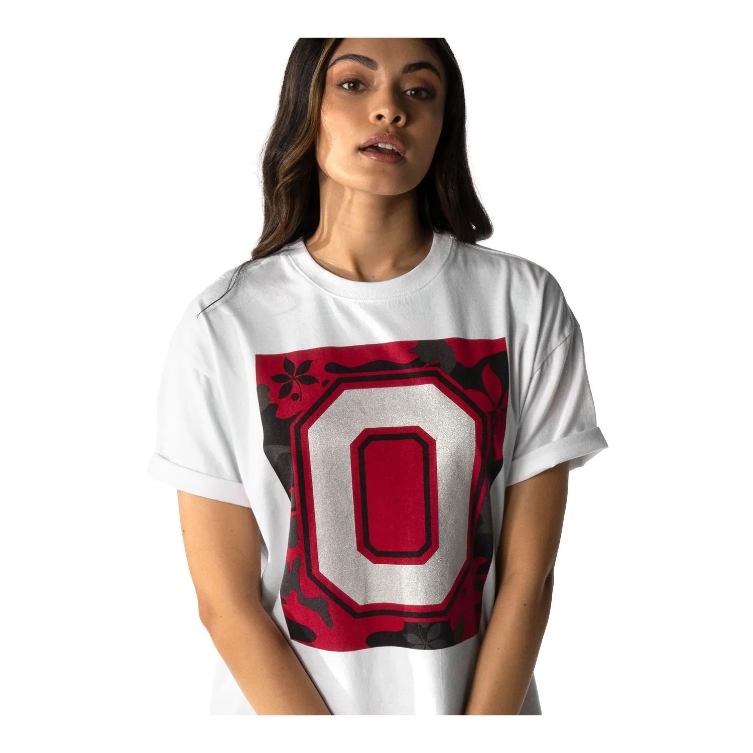 Ladies Ohio State Buckeyes Boxy Buckeye Nation T-Shirt