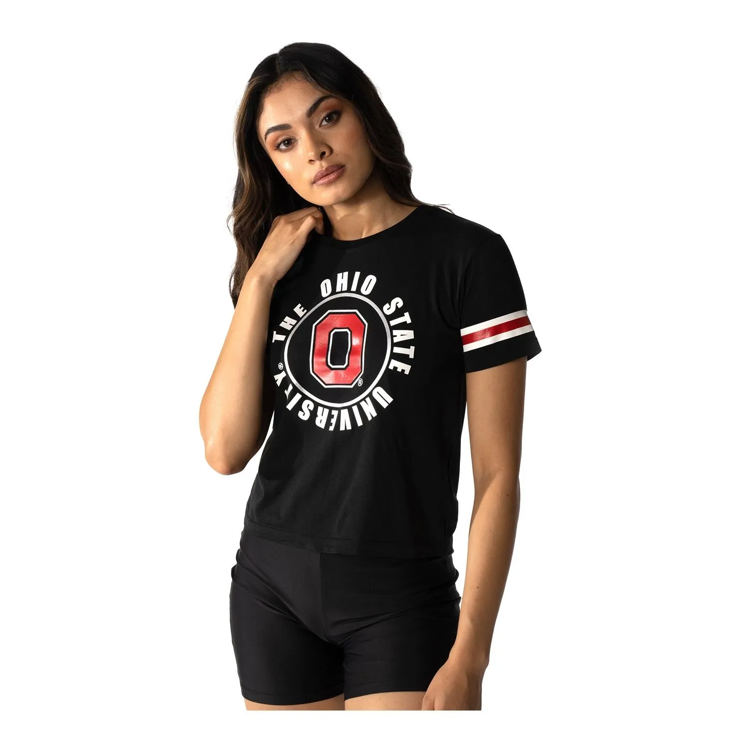 Ladies Ohio State Buckeyes Crop Circled T-Shirt