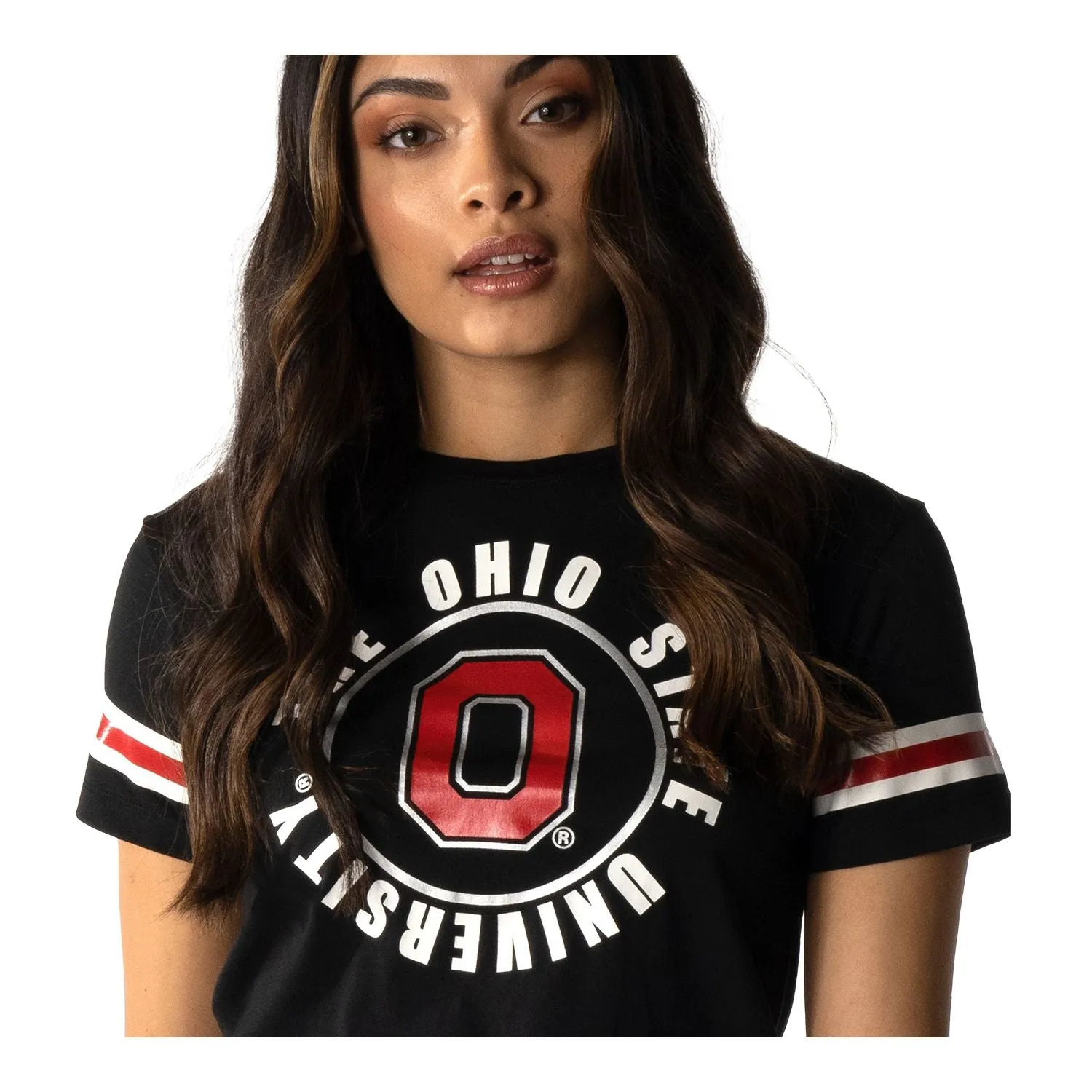 Ladies Ohio State Buckeyes Crop Circled T-Shirt