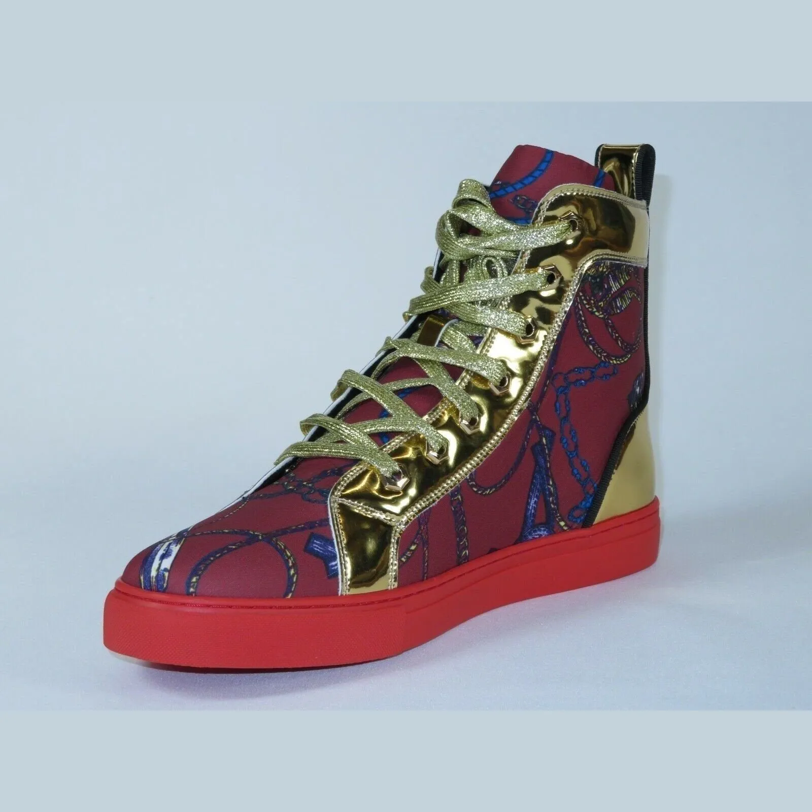 Mens High Top Shoes FIESSO by AURELIO GARCIA Chain Medusa Celebrity 2421 Red