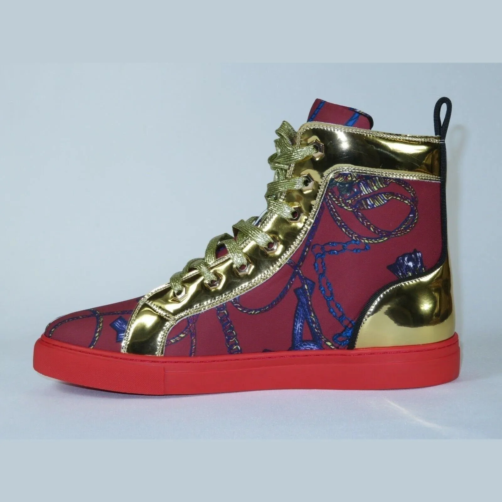 Mens High Top Shoes FIESSO by AURELIO GARCIA Chain Medusa Celebrity 2421 Red