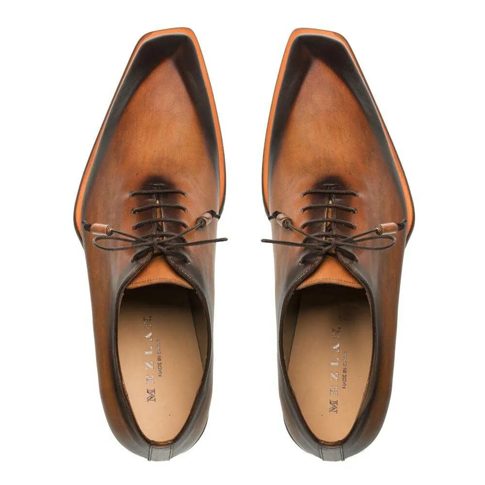 Mezlan Cognac Asymmetric Plain Toe Oxford