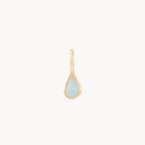 pear aquamarine march mood birthstone charm - 10k yellow gold, aquamarine