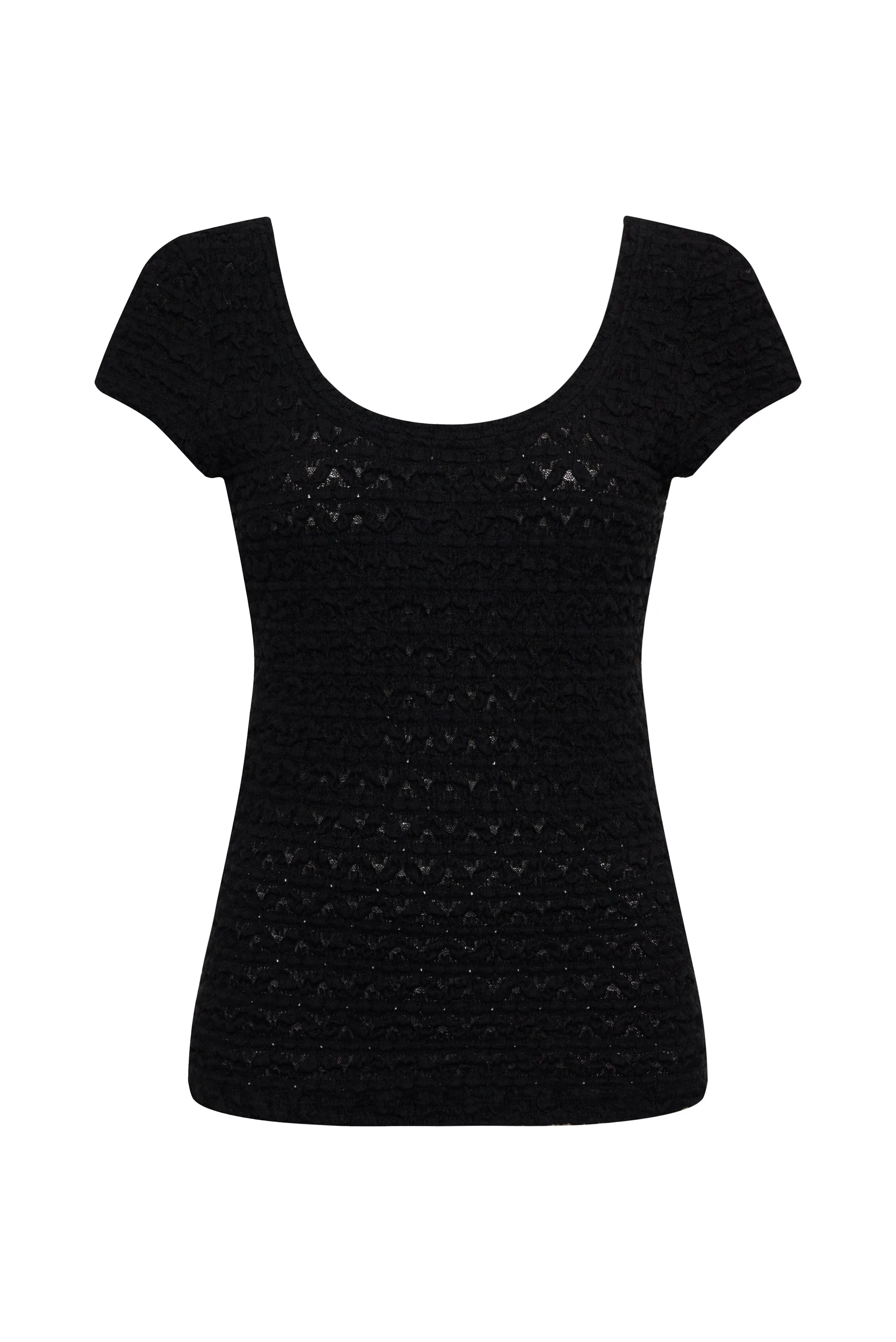 Pucker Up Lace Scoop Cap Tee Black