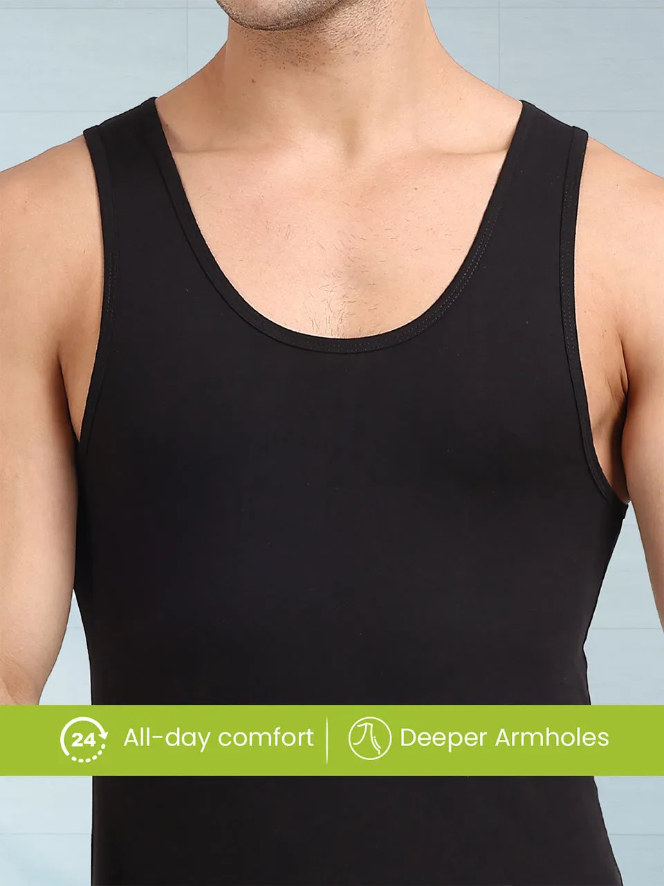 Regular Fit Organic Cotton Comfort Vest for Men-Pack of 1