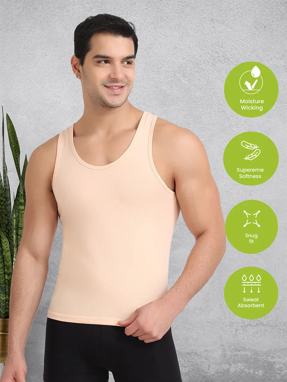 Regular Fit Organic Cotton Comfort Vest for Men-Pack of 1