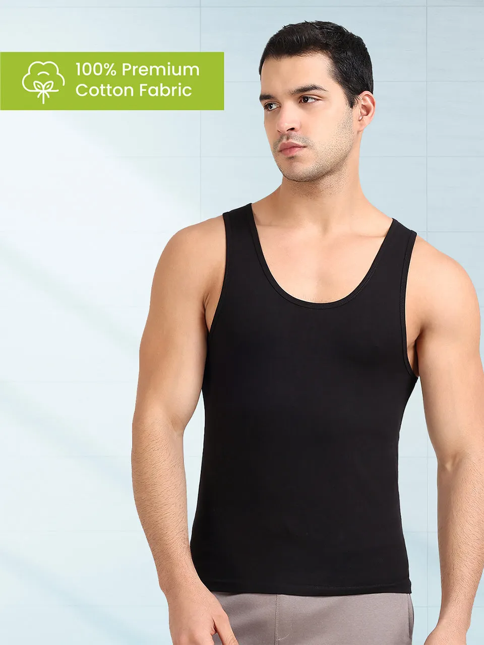 Regular Fit Organic Cotton Comfort Vest for Men-Pack of 1