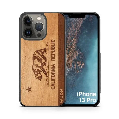 Slim Wooden iPhone Case | California Republic in Mahogany