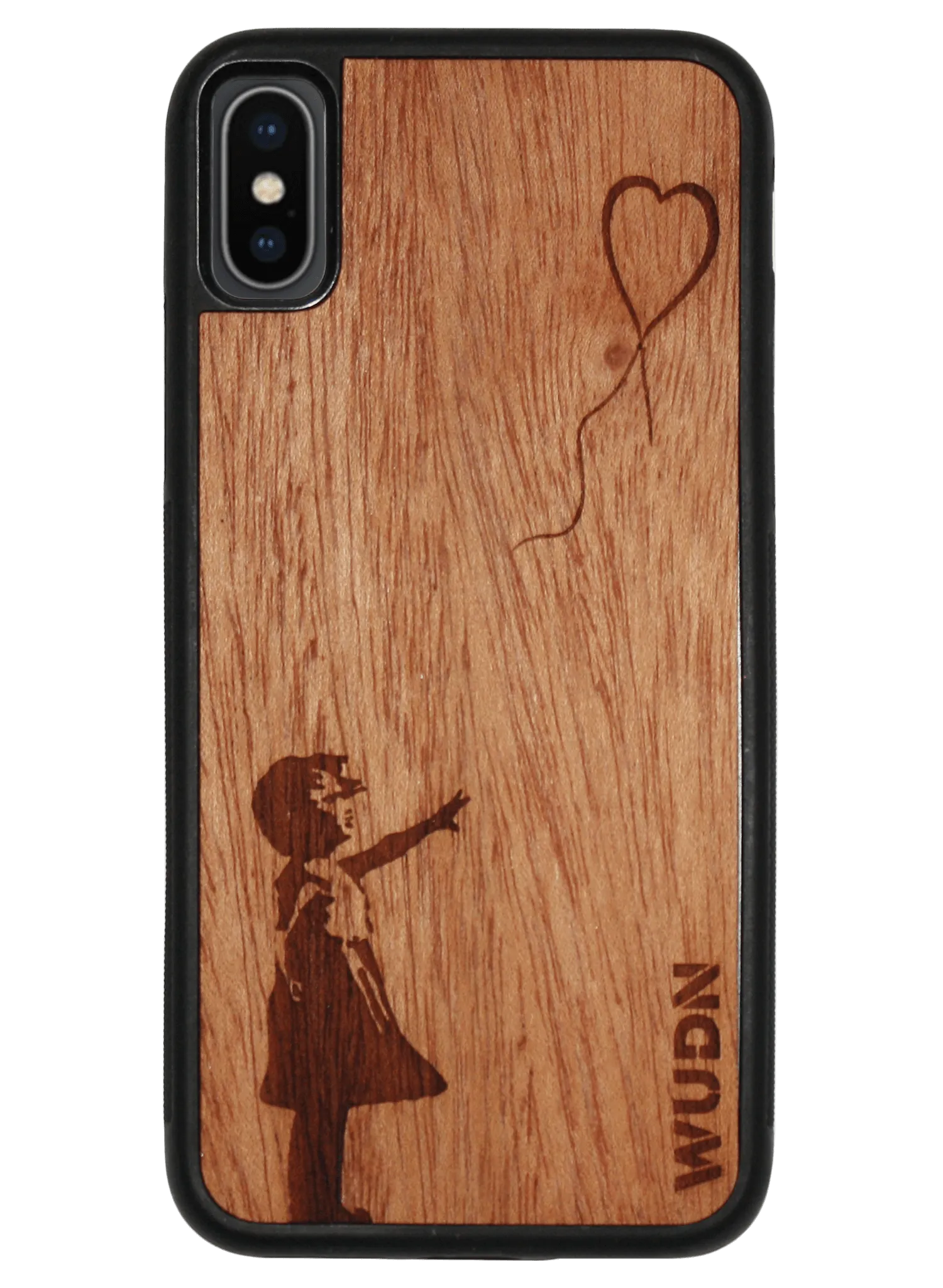 Slim Wooden Phone Case (Banksy Girl With a Balloon in Mahogany)