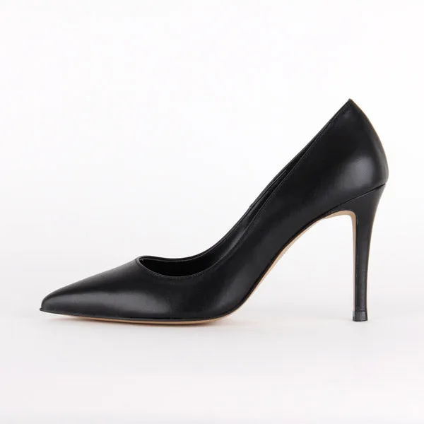 *UK size 1 - ROSE AVENUE - AW17 Court - black leather, 9cm heels